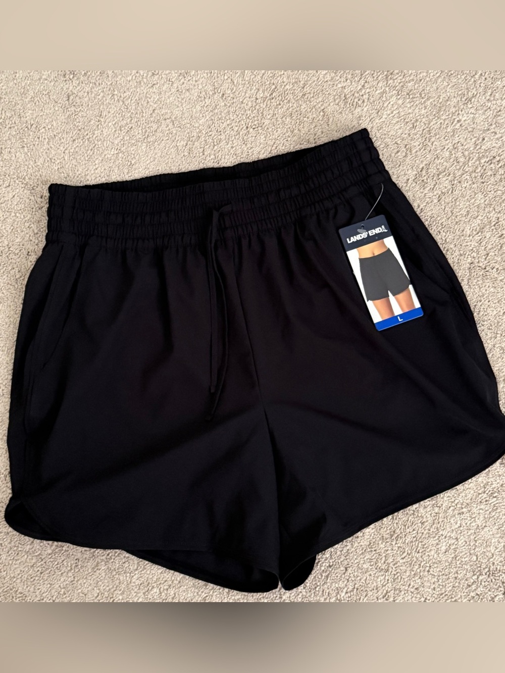 NWT LANDS' END Women L XL 14 16 BOARD SHORTS Swim Surf Beach Panty BLACK - Picture 3 of 8